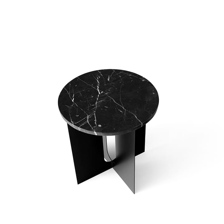 Androgyne side table - Marble black, ø42 cm, black steel stand - Audo Copenhagen