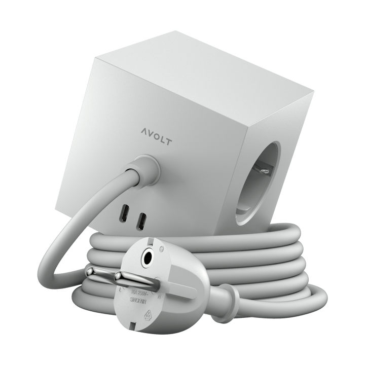 Square 1 socket USB-C 30W 1.8 m - Gotland grey - Avolt