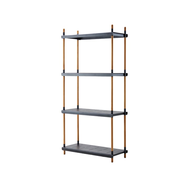 Frame shelving system - Lava grey, complete, teak - Cane-line