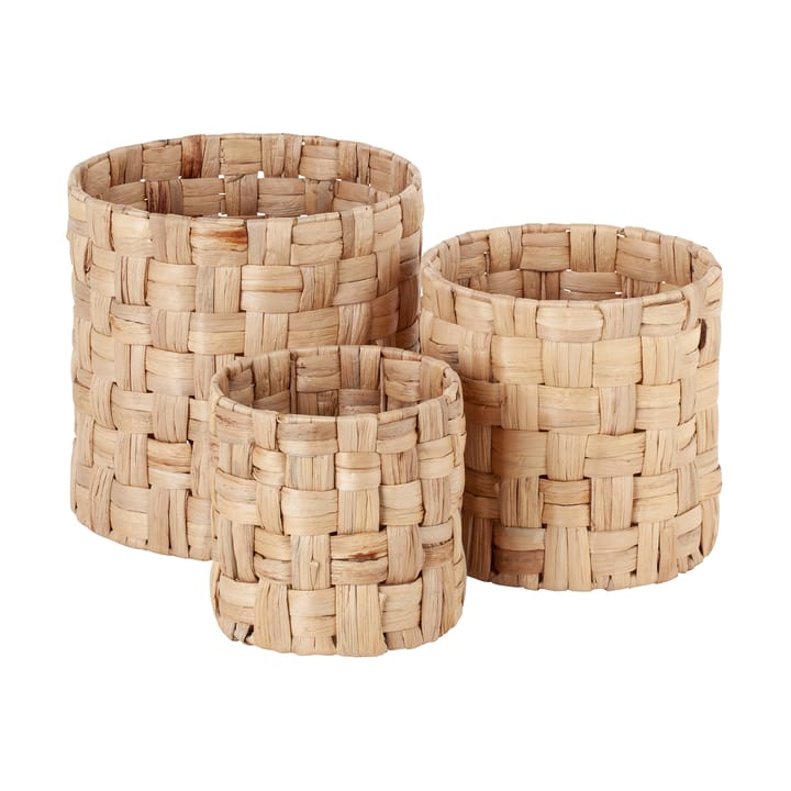 Lily cylinder panama storage baskets 3 pieces - Natural - Dixie