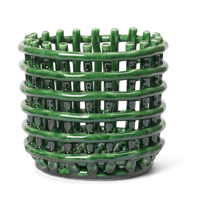 Ceramic braided basket Ø16 cm - Emerald Green - Ferm LIVING