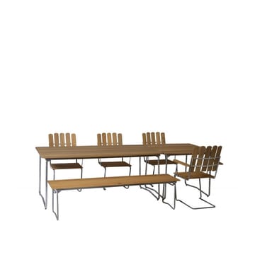 Bänk 9 bench - Oak oil-170 cm-hot-dip galvanized - Grythyttan Stålmöbler