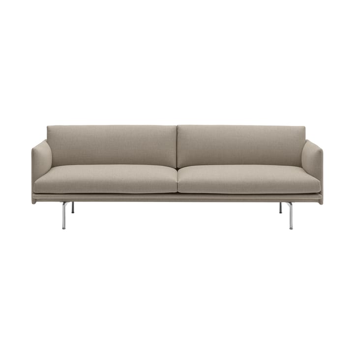 Outline sofa 3-seat fabric - Ecriture 240-Polished Aluminum - Muuto