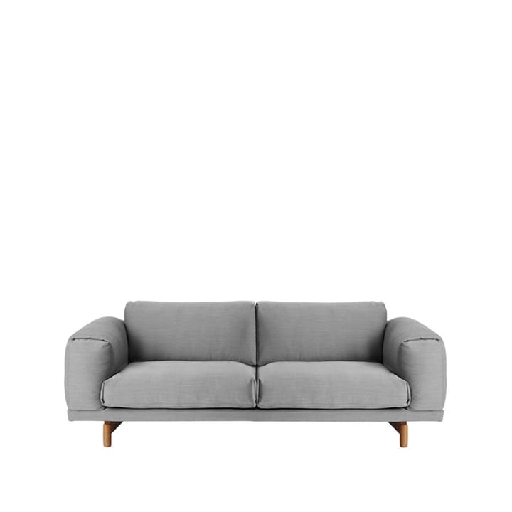 Rest sofa - 2-seat fabric steelcut trio ii 133 light grey. oak legs - Muuto