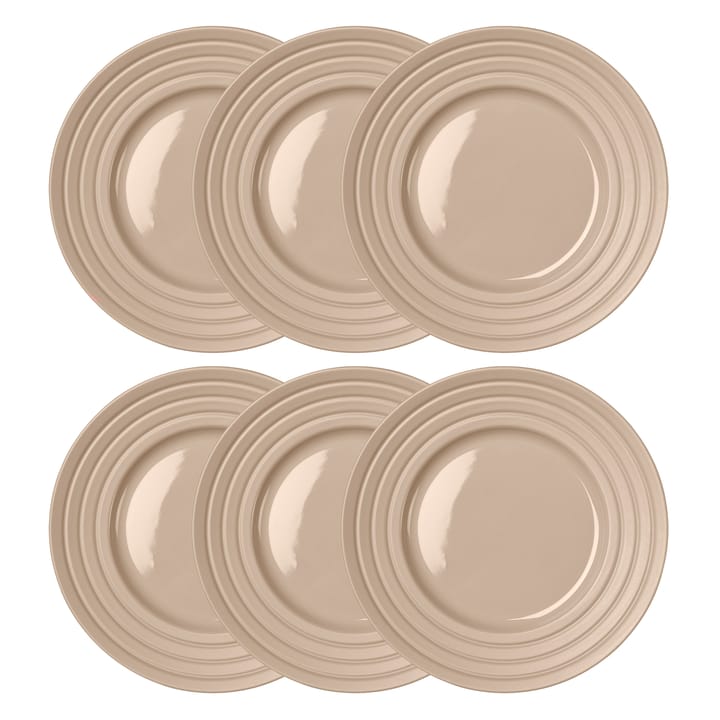 Lines plate Ø27 cm 6-pack - beige - NJRD