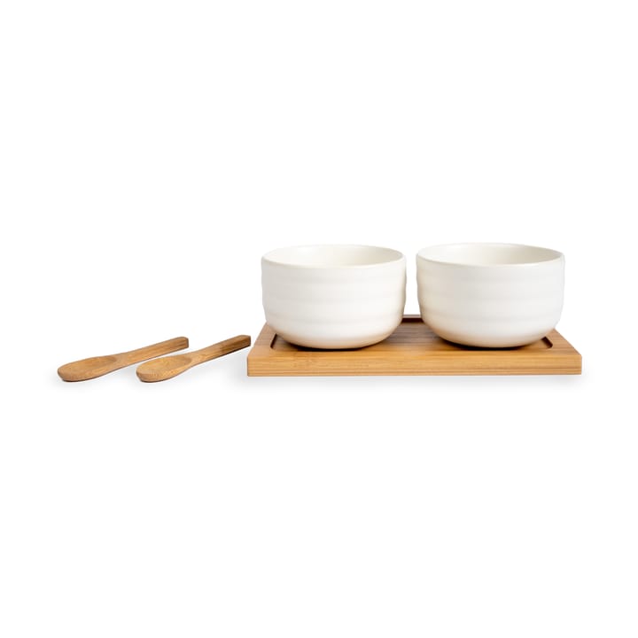 Ellen bowl set with spoon 17 cl - Bone white/brown - Sagaform