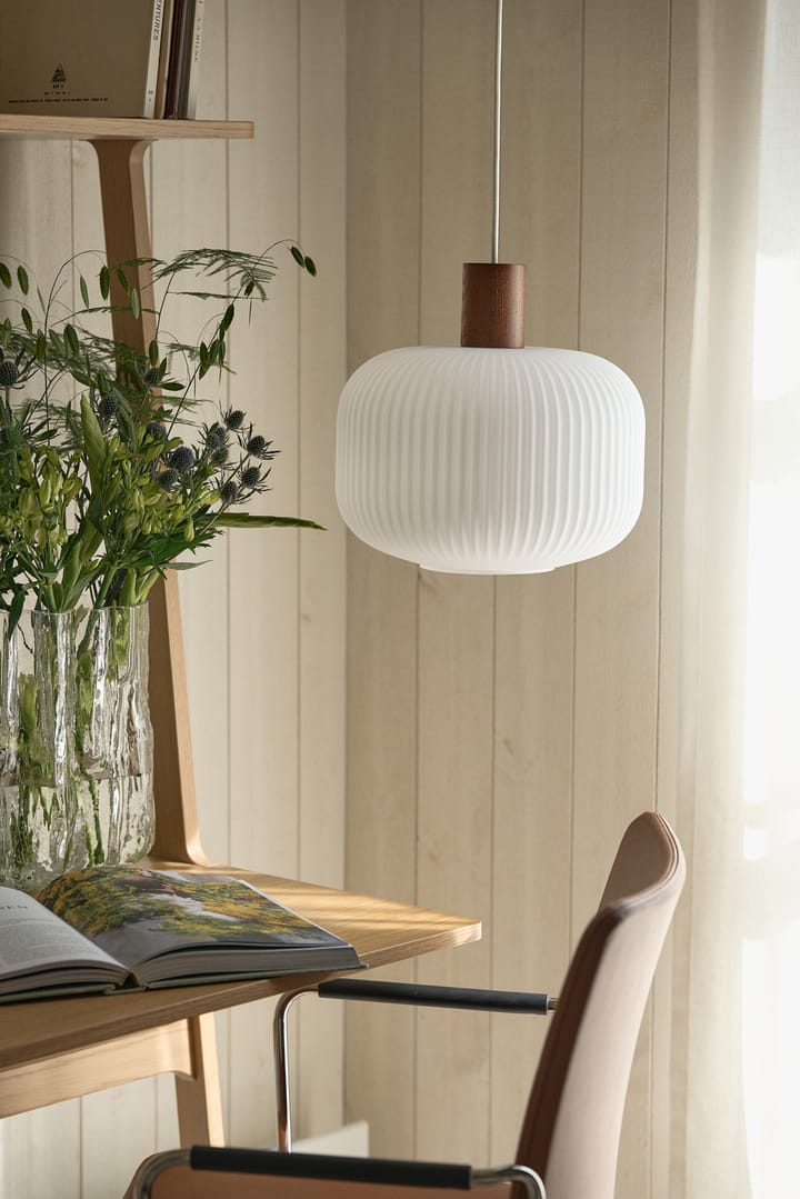 Fair ceiling lamp Ø30 cm - Frosted glass-dark stained ash - Scandi Living
