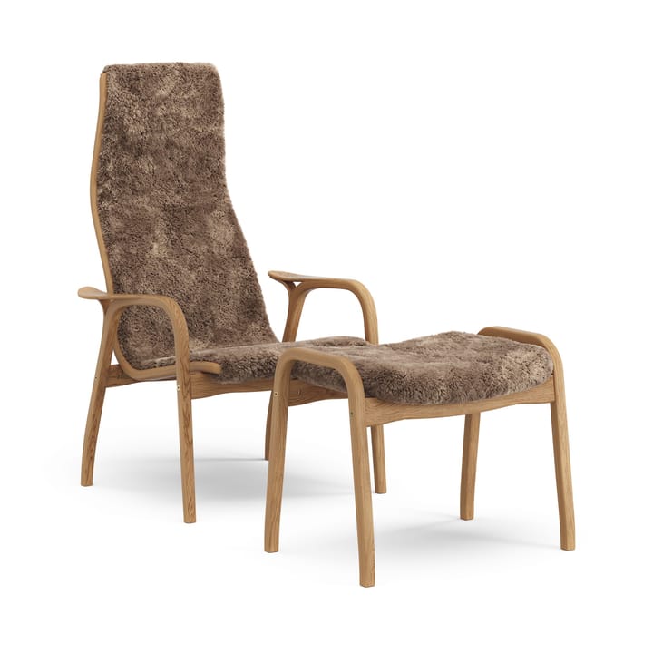 Lamino armchair and footstool oiled oak/sheepskin - Sahara (nougat-brown) - Swedese