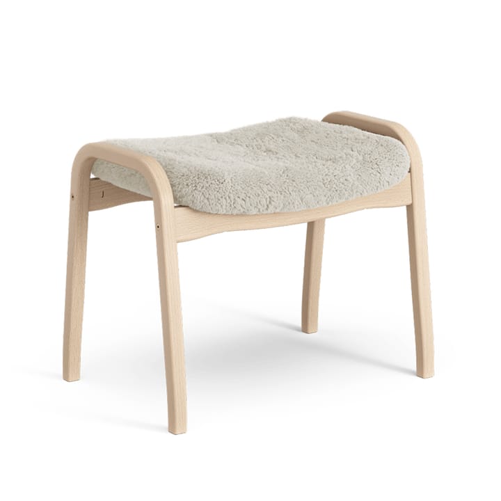 Lamino footstool - Sheepskin moonlight, natural lacquered beech - Swedese