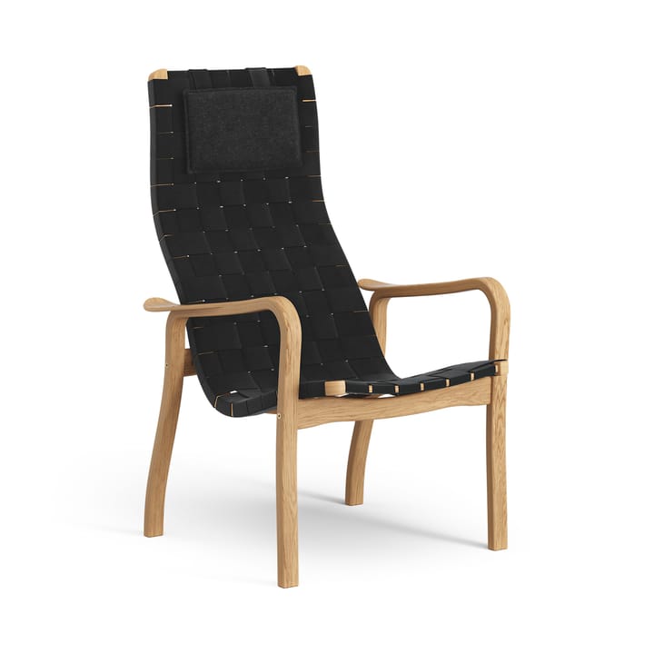 Primo arm chair high with neck cushion oiled oak - Black - Swedese