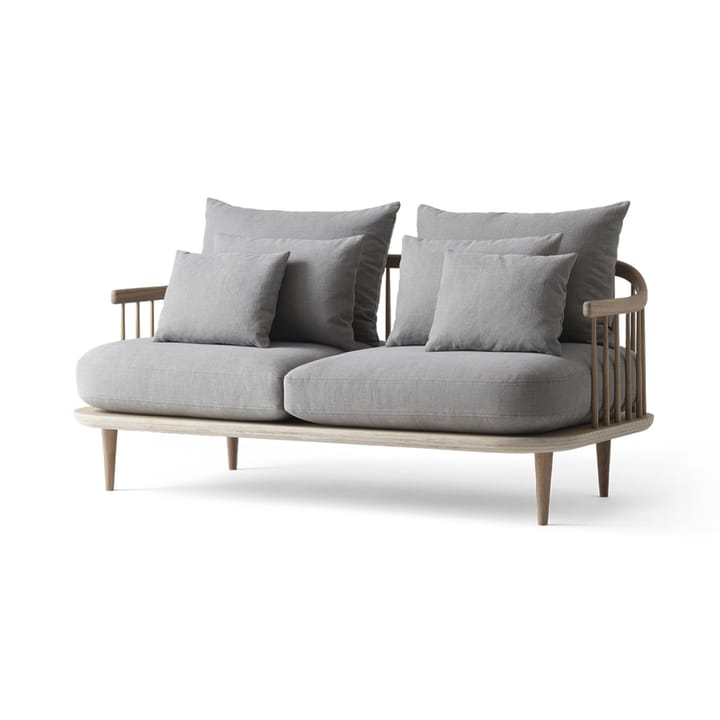Fly SC2 sofa - Fabric hot madison 094 light grey. White oiled oak - &Tradition