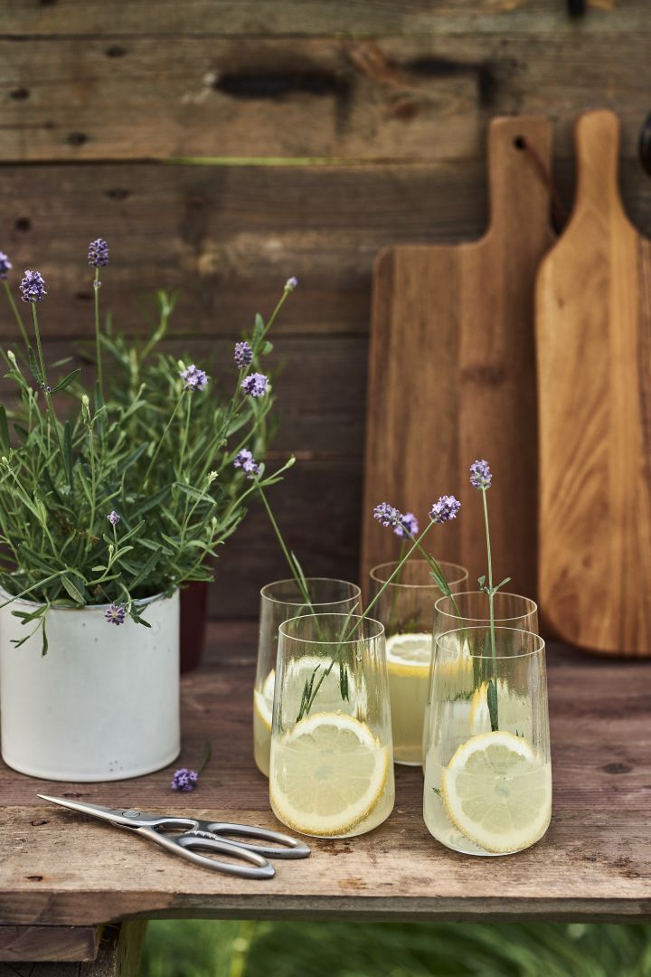 Simple summer drinks to try this summer - a classic lemonade with tonic in a glass from Georg Jensen.