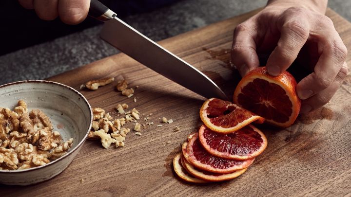 The Fiskars titanium Chef's knife is precise and sharp, learn how to take care of it in our knife guide. 