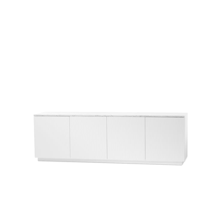Beam side table - White lacquer, white base, tabletop in carrara marble - A2