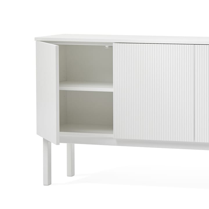 Beam side table - White lacquer, white base, tabletop in carrara marble - A2