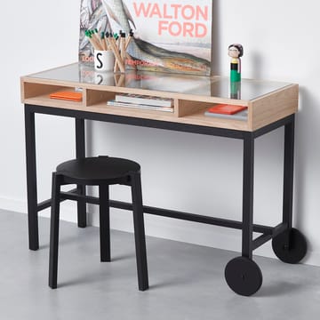Shift desk with wheels - White lacquered oak-black - A2