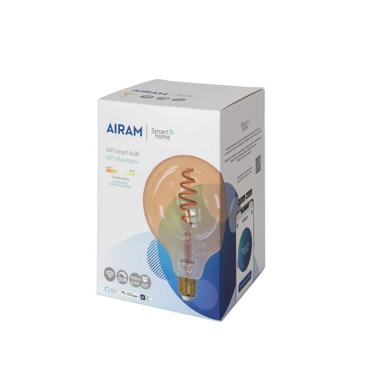 Airam Smart Home Filament LED-globe light source - Amber, 125mm, spiral e27, 6w - Airam