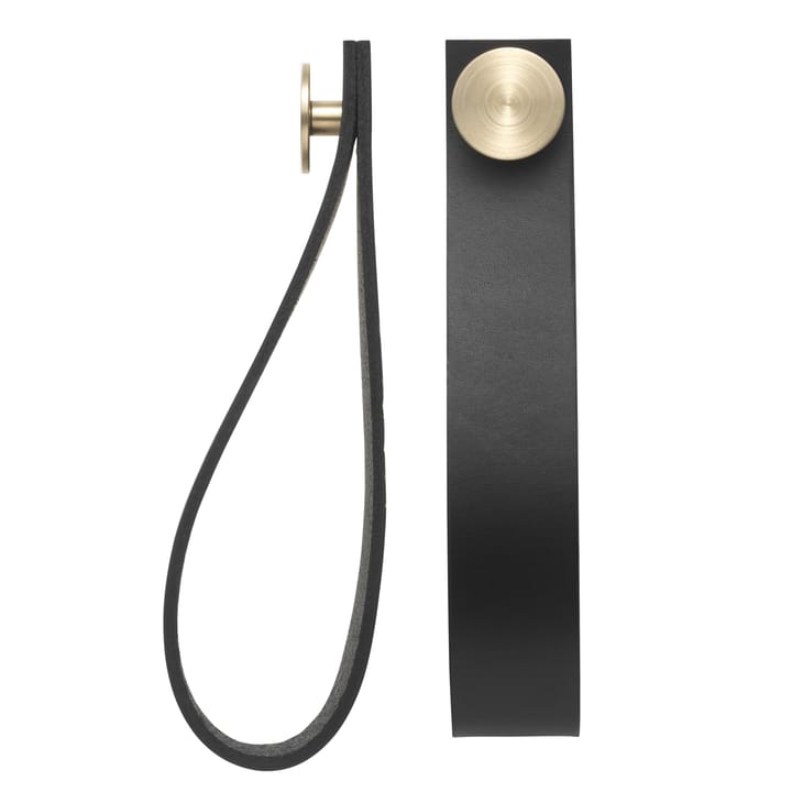 Stropp hanger 2-pack - black leather - brass button - Audo Copenhagen