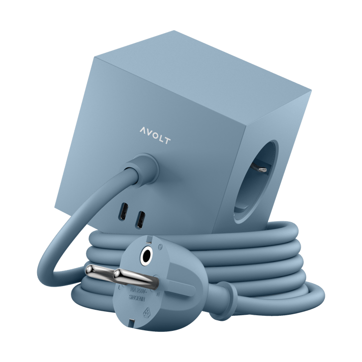 Square 1 socket USB-C 30W 1.8 m - Shark blue - Avolt