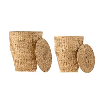 Kaise washing basket with lid 2 pieces - Water hyacinth - Bloomingville