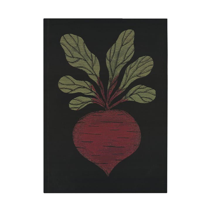 Rödbeta kitchen towel 48x70 cm - Black-red - Ekelund Linneväveri