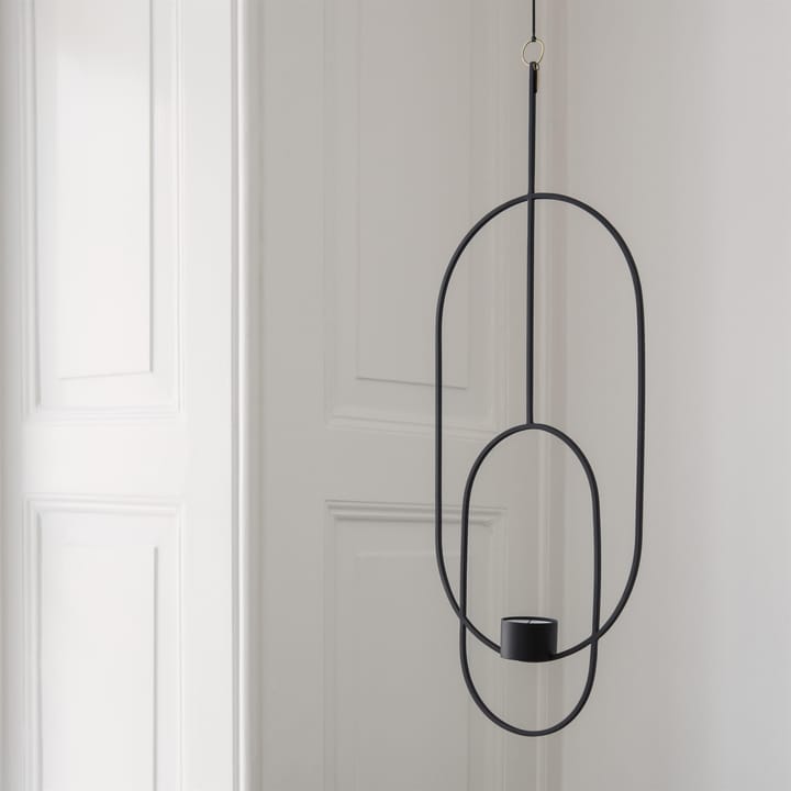 Hanging tealight holder oval - black - ferm LIVING
