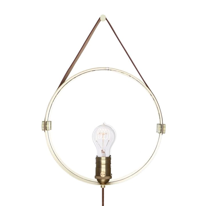 Hangover lamp and mirror - brass-brown leather - Globen Lighting
