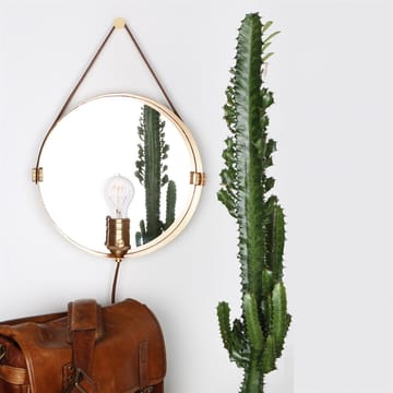 Hangover lamp and mirror - brass-brown leather - Globen Lighting