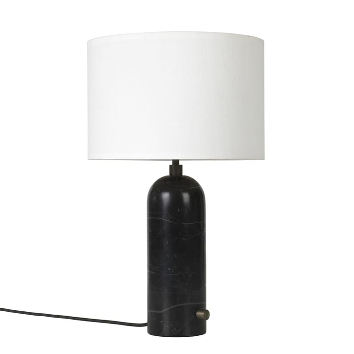 Gravity S table lamp - black marble + white shade - GUBI