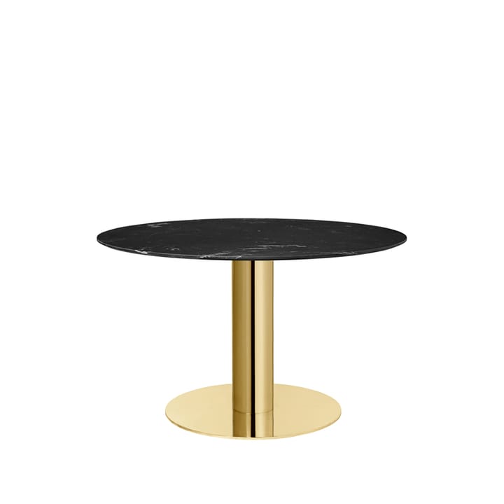 Gubi 2.0 dining table - Marble black. ø110. brass stand - GUBI