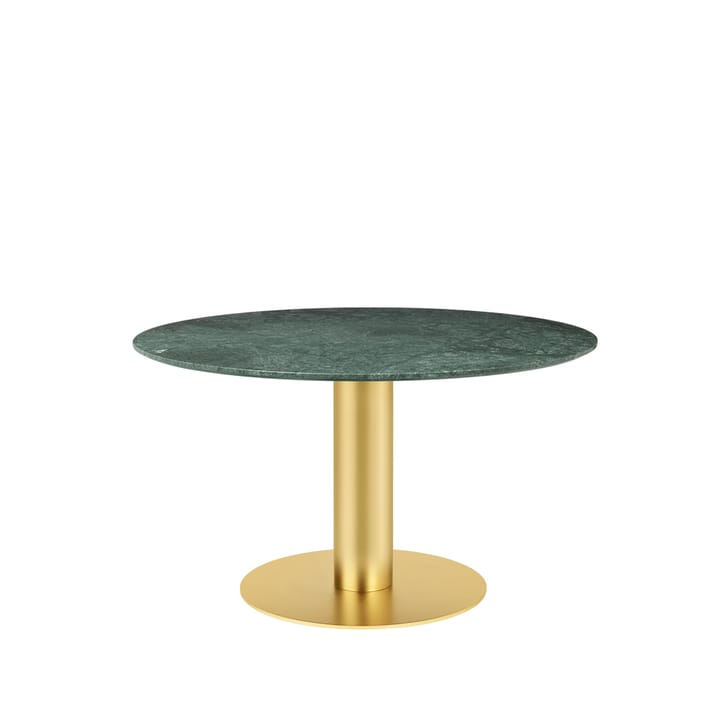 Gubi 2.0 dining table - Marble green. ø130. brass stand - GUBI