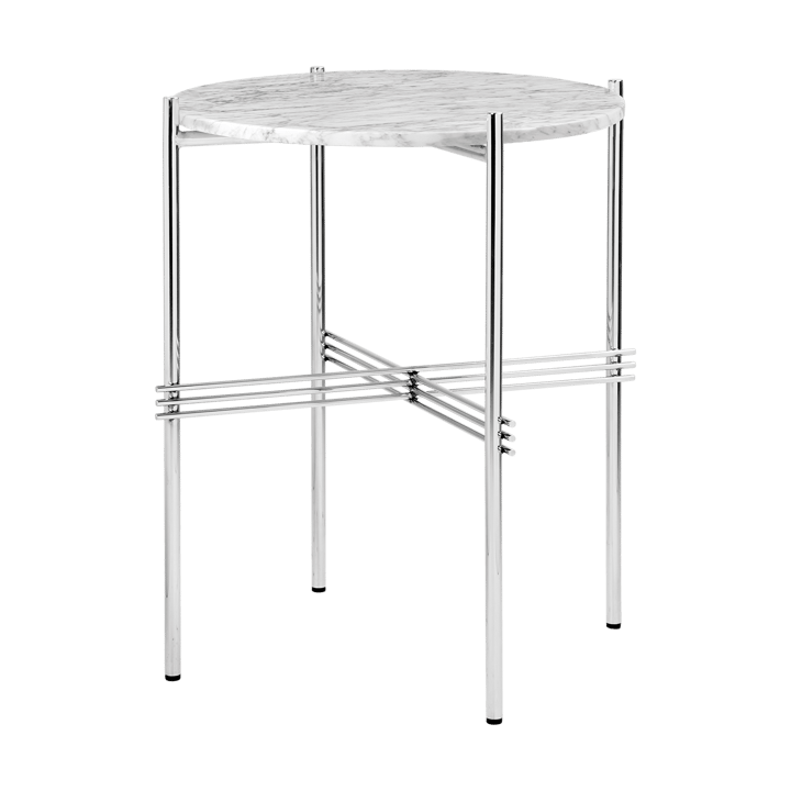 TS side table polished steel Ø40 - White carrara marble - GUBI