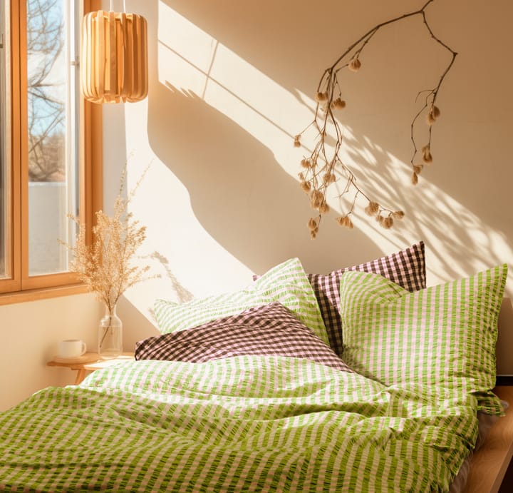 Bæk&Bølge bed set 150x210 cm - Green-light pink - Juna