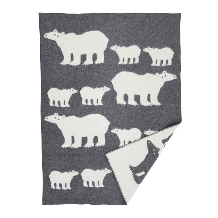 Polar bear childrens blanket - grey - Klippan Yllefabrik