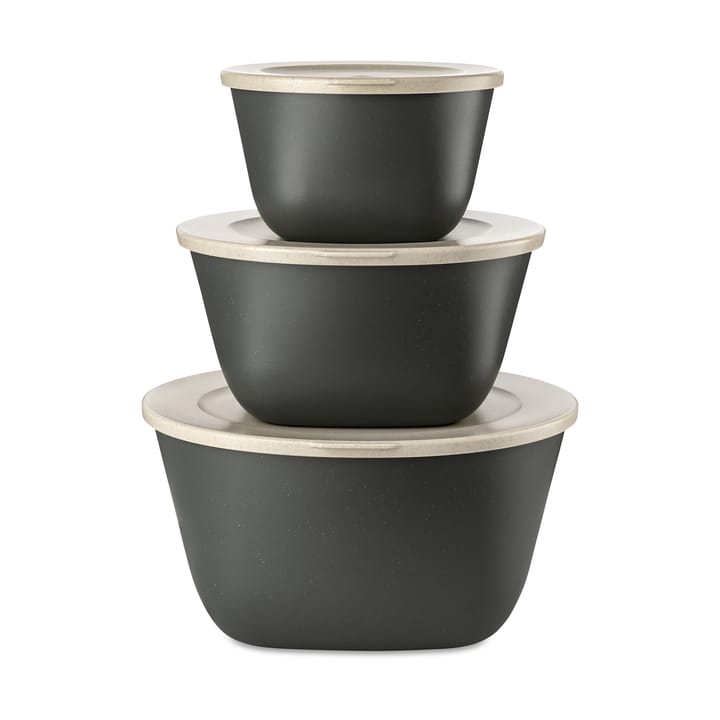 Connect Stockholm bowl with lid set of 3 - Natural ash grey - Koziol