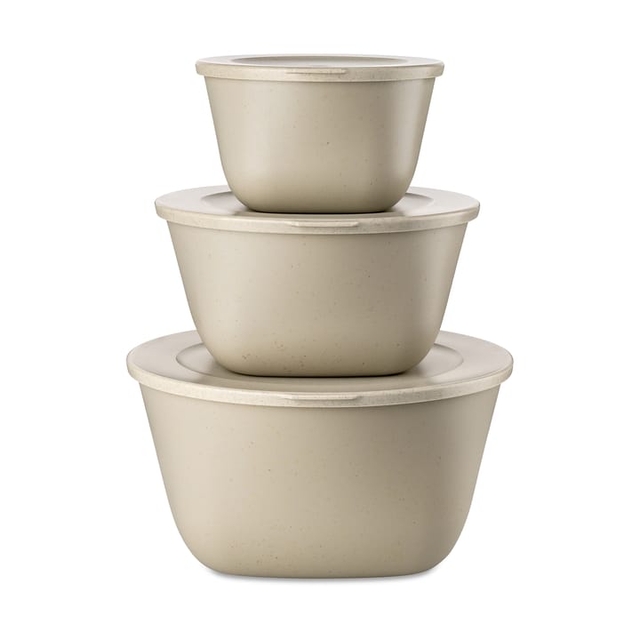 Connect Stockholm bowl with lid set of 3 - Natural desert sand - Koziol