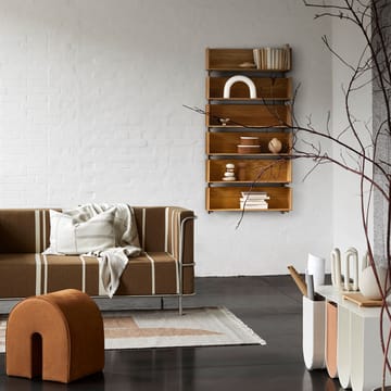 Stack wall shelf - Oak, consoles in dark oiled walnut - Kristina Dam Studio