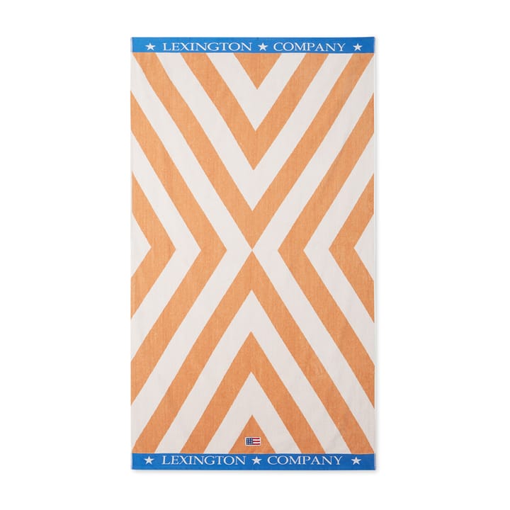 Graphic  Cotton Velour beach towel 100x180 cm - Beige-white-blue - Lexington