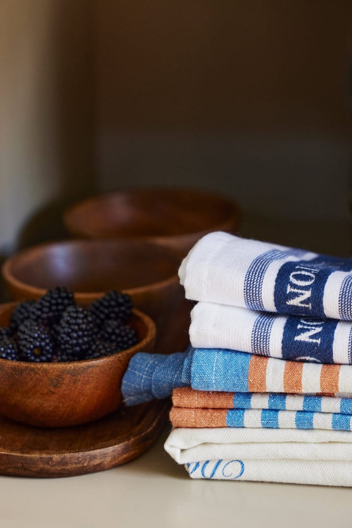 Striped Cotton Linen kitchen towel 50x70 cm - Blue - Lexington
