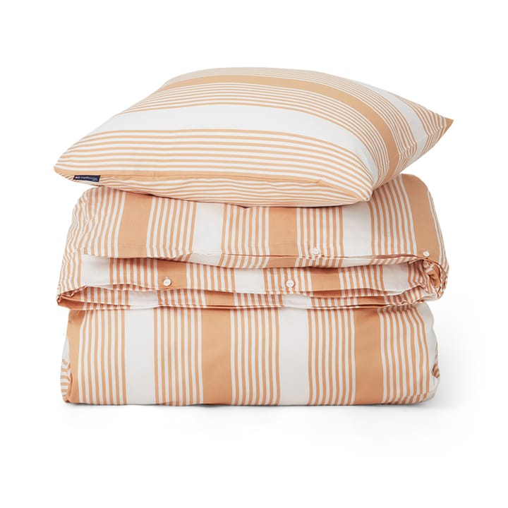 Striped Cotton Sateen bed set 150x210 cm - Beige-white - Lexington