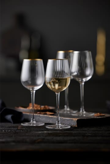 Palermo Gold white wine glass 30 cl 4-pack - Clear-gold - Lyngby Glas