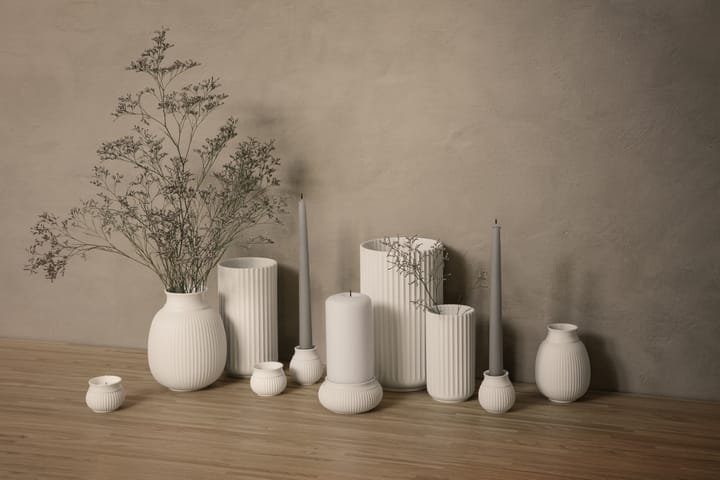 Curve Block candle sticks Ø11 cm - White - Lyngby Porcelæn