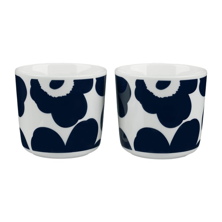 Unikko cup without handle 20 cl 2 pack - White-dark blue - Marimekko