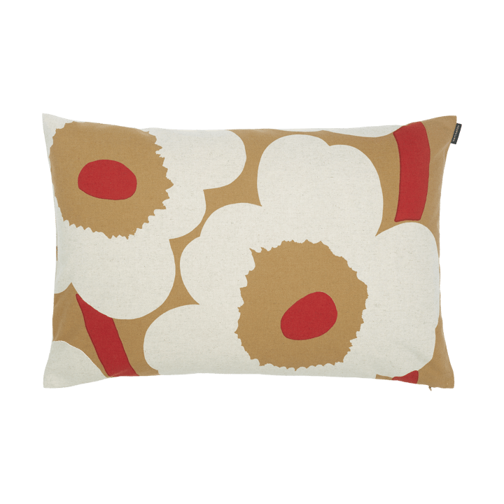 Unikko cushion cover 40x60 cm - Brown-linen-red - Marimekko