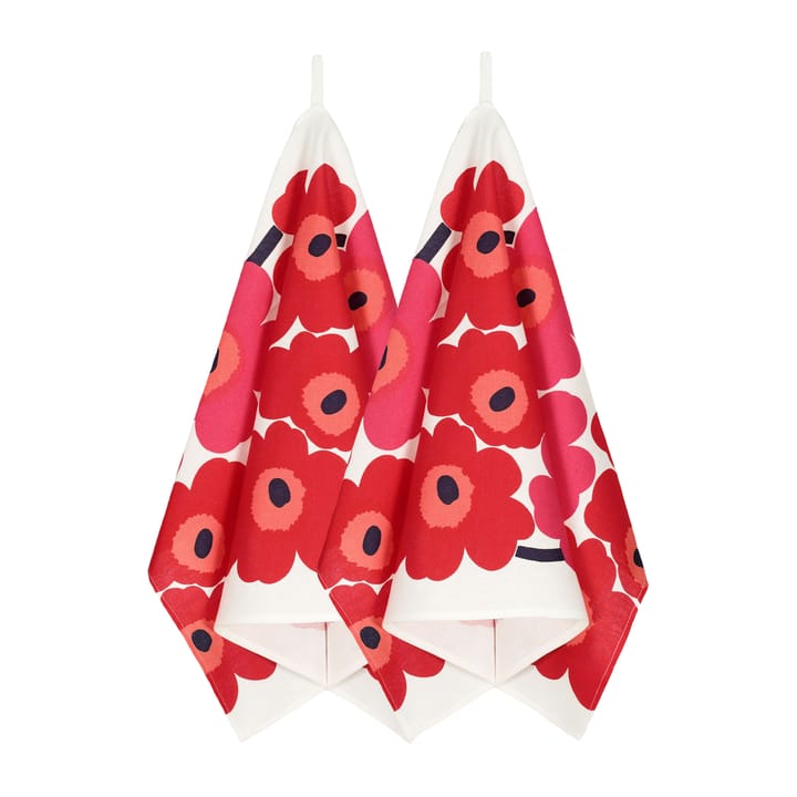 Unikko kitchen towel 2-pack - White-red - Marimekko