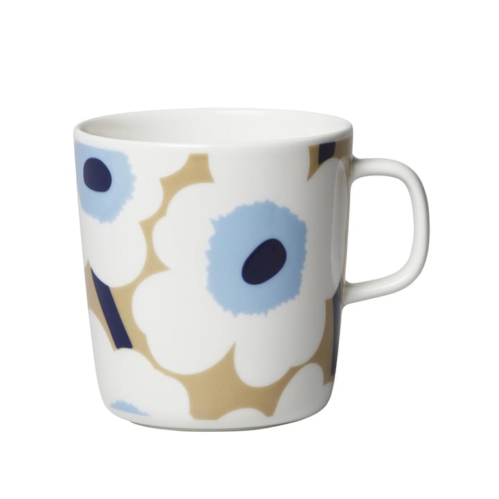 Unikko tea mug 4 dl - beige-offwhite-blue - Marimekko