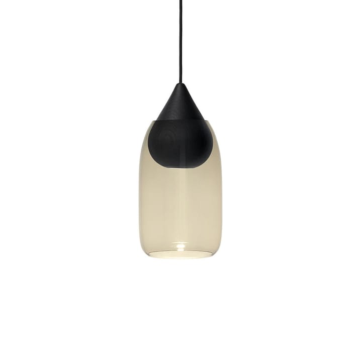 Liuku Drop pendant lamp - Smoked glass. black lacquered lind - Mater