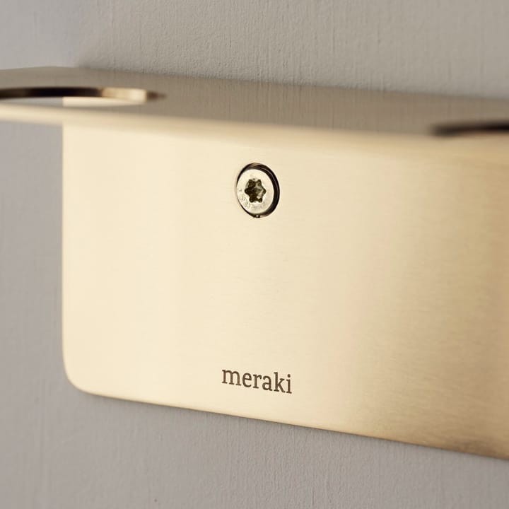 Meraki shelf with bottle hanger and hook - Brushed brass finish - Meraki