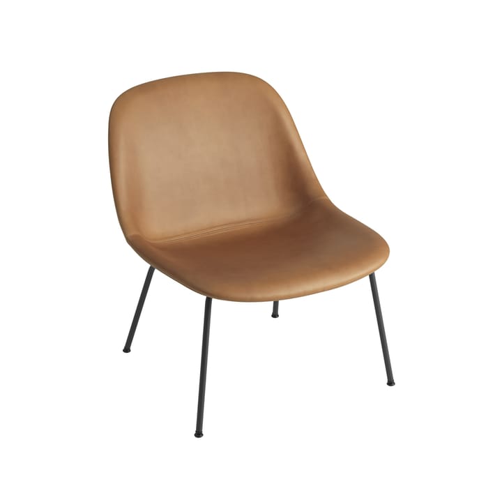 Fiber Lounge armchair with steel legs - Refine leather cognac-Black - Muuto