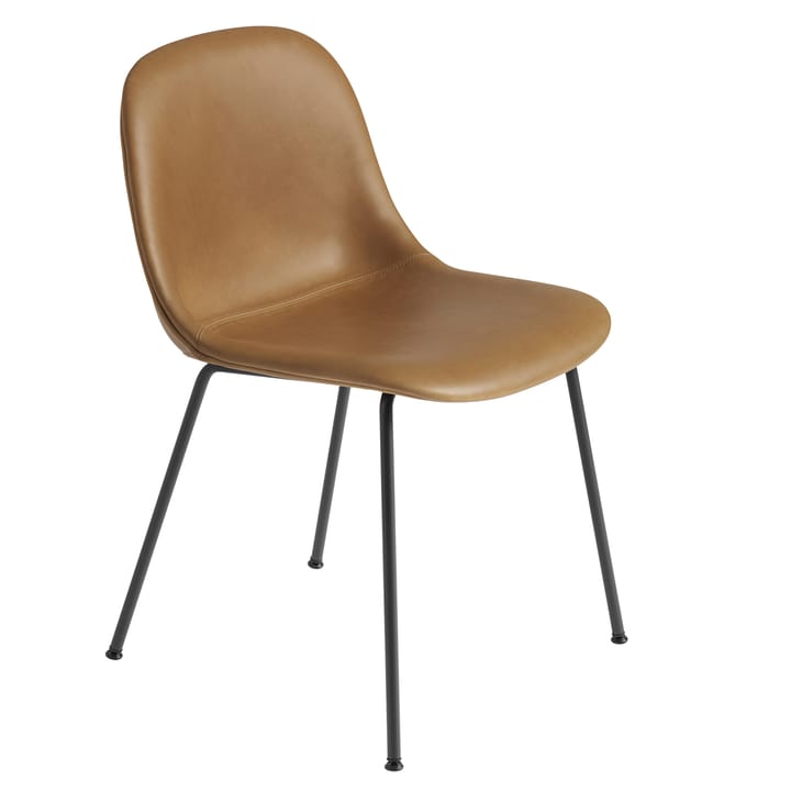 Fiber Side Chair with metal legs - Refine leather cognac-Black - Muuto